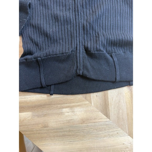 BCBG Maxazria WMNS Small Black Silk Full Zip Sweater Mock Turtleneck Preppy Moto - Picture 3 of 7